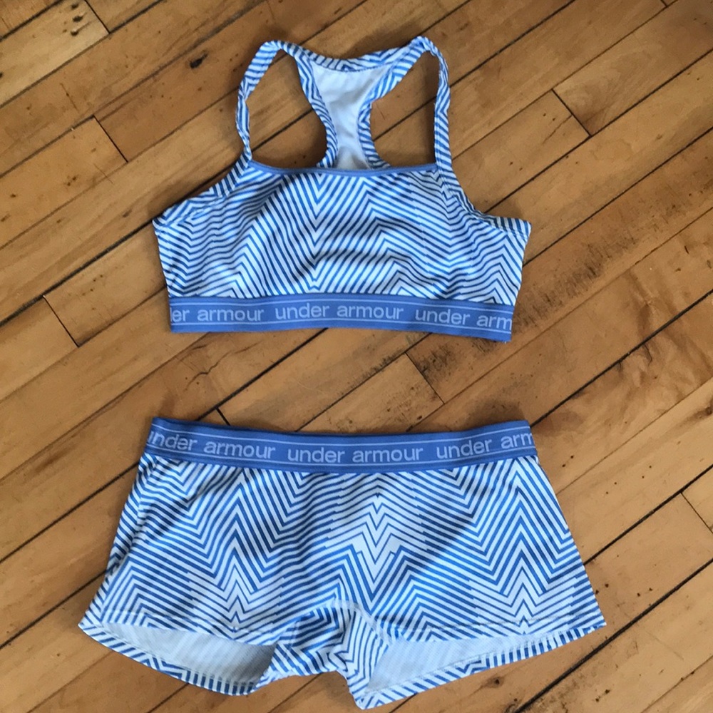 Under Armour sports bra and booty short set